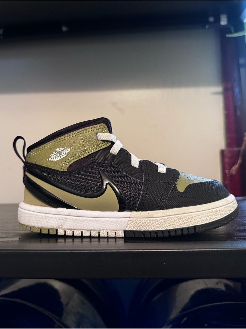 Nike Kids Mid-Top Sneakers in Olive Green and Black